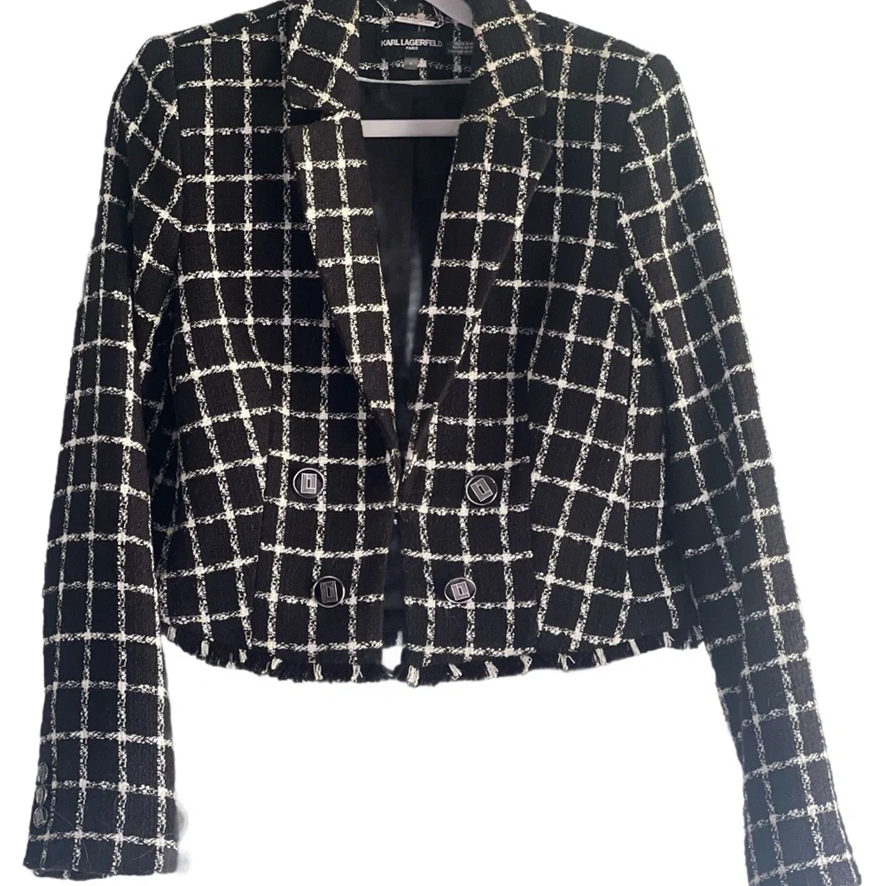 Karl Lagerfeld Black and White Grid Blazer - Picture 1 of 1